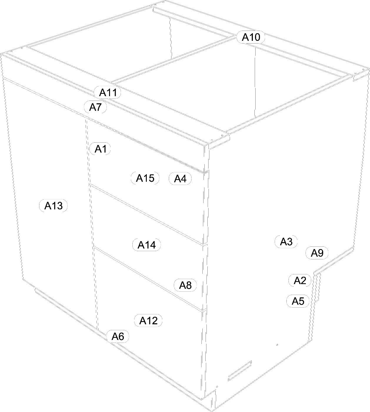 Kitchen unit A assembled — drawing from the AVN book